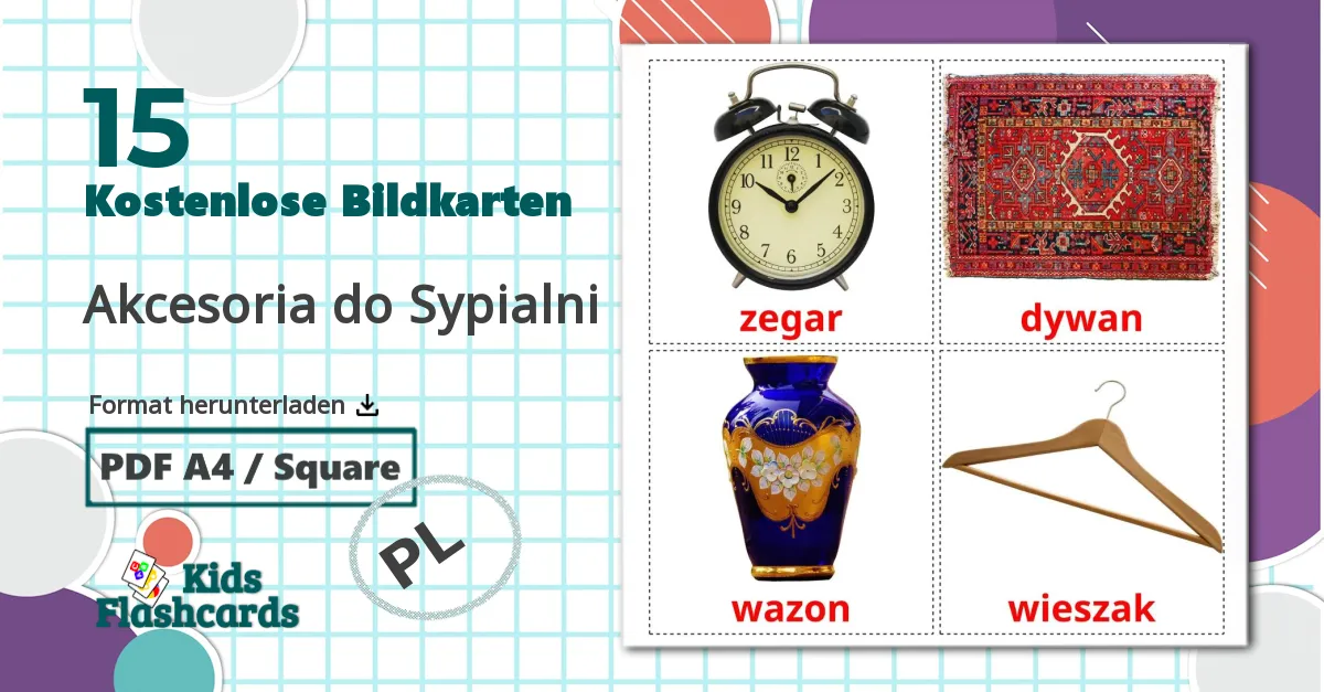 15 Bildkarten für Akcesoria do Sypialni