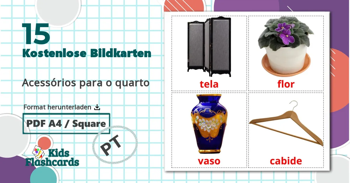 15 Bildkarten für Acessórios para o quarto