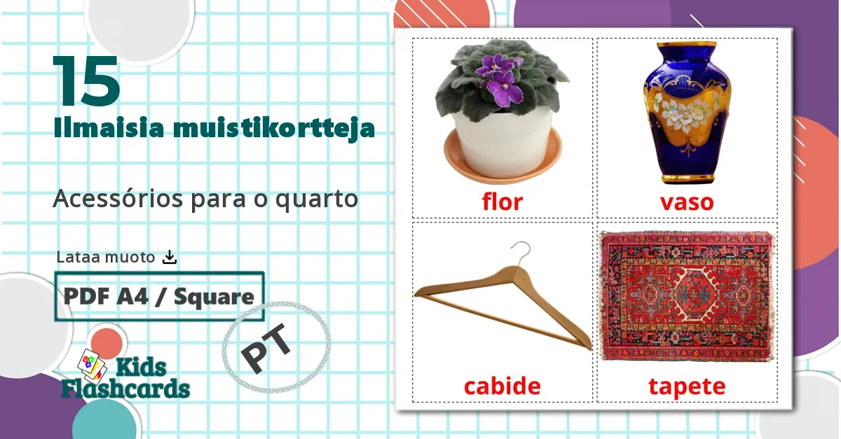 15 Acessórios para o quarto lasten kuvakortit