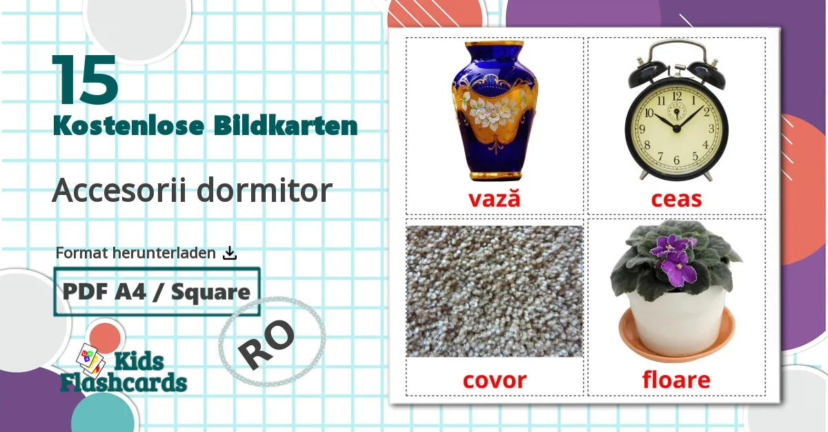 15 Bildkarten für Accesorii dormitor