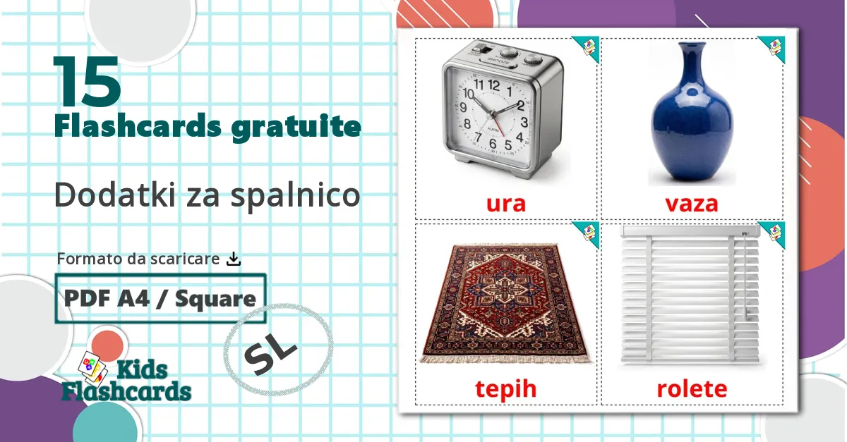15 flashcards di Accessori per la camera da letto