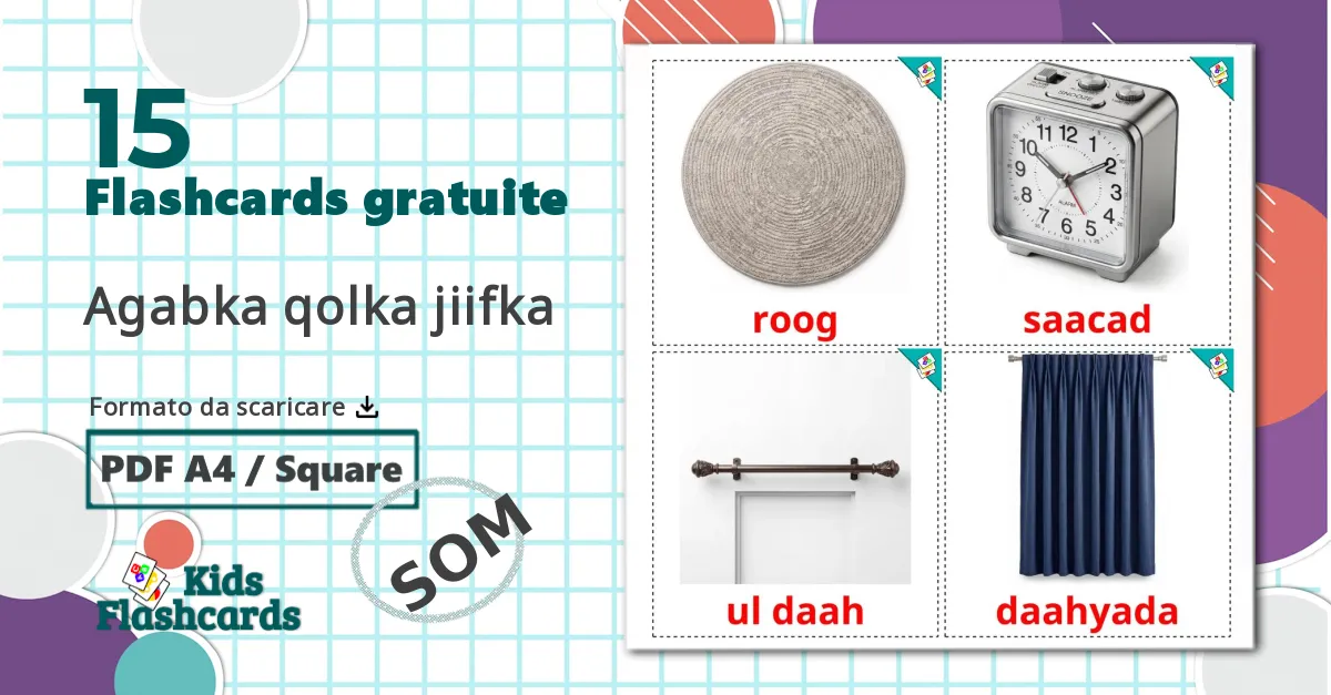 15 flashcards di Accessori per la camera da letto