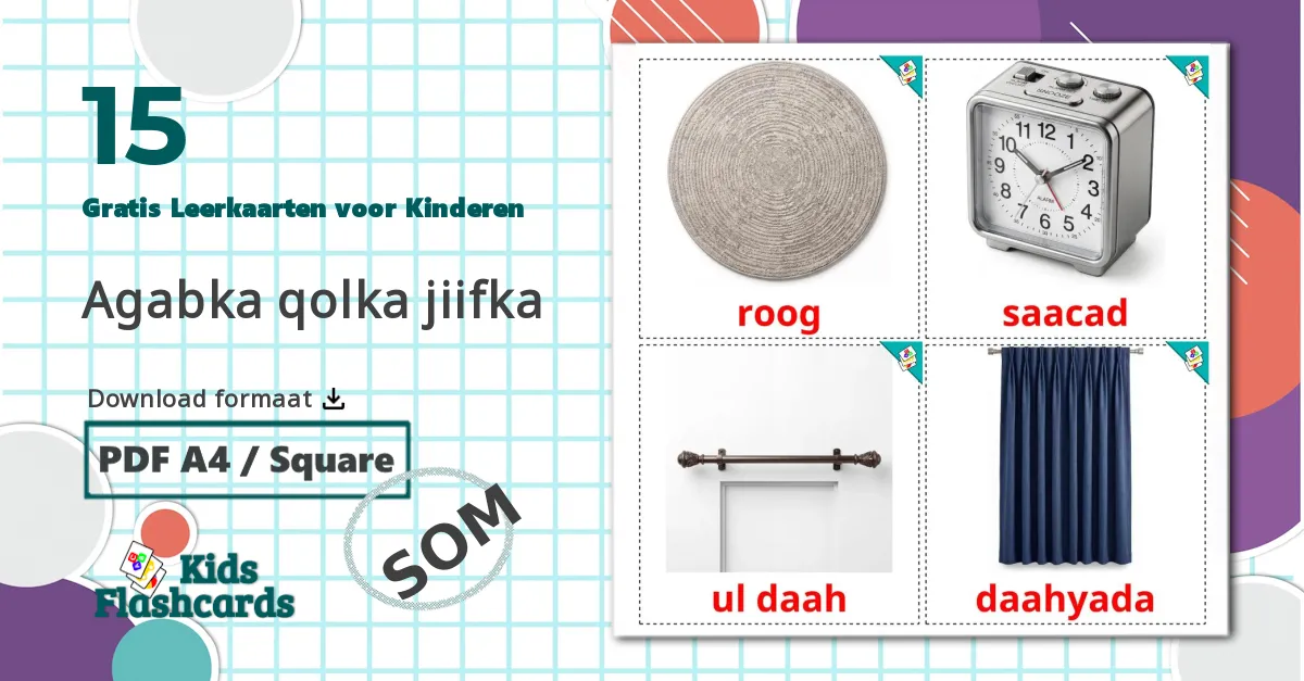 15 Slaapkameraccessoires Leerkaarten voor kinderen