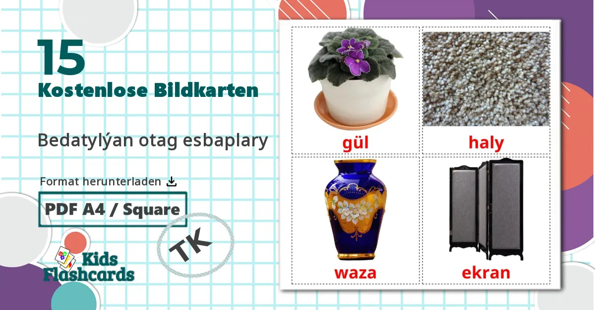 15 Bildkarten für Accessoires im Schlafzimmer
