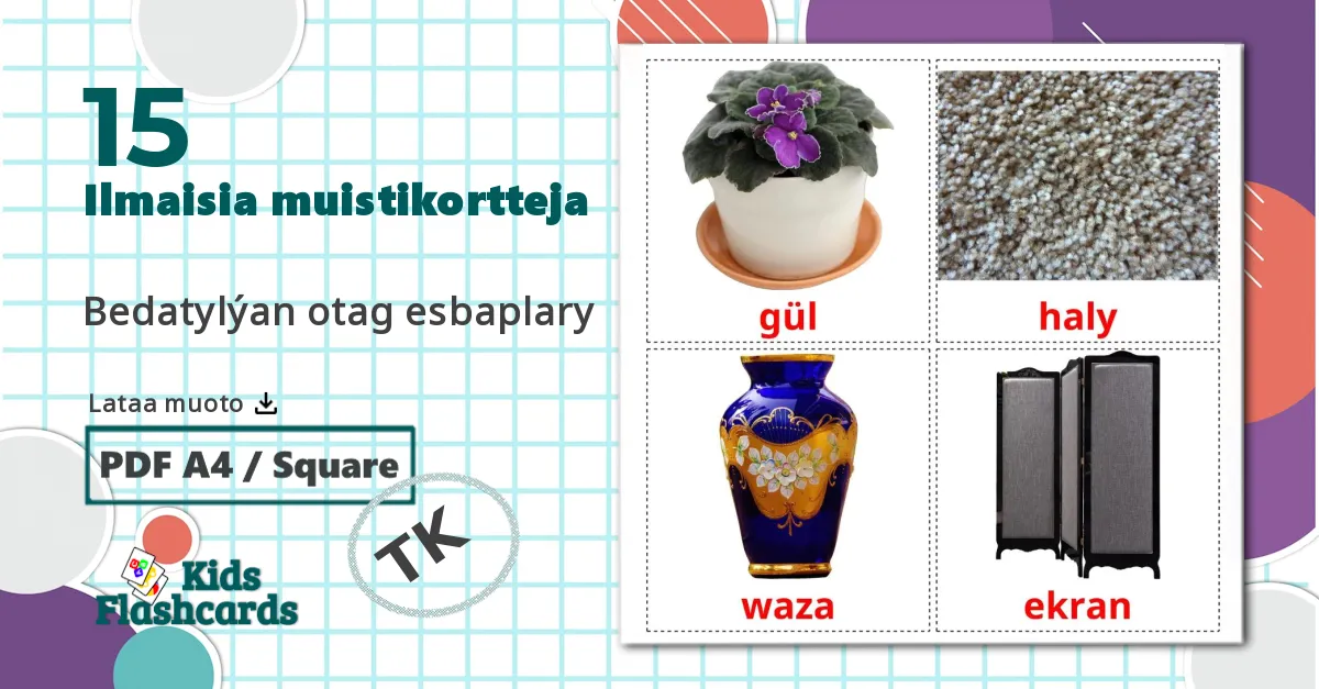 15 Makuuhuoneen tarvikkeet lasten kuvakortit