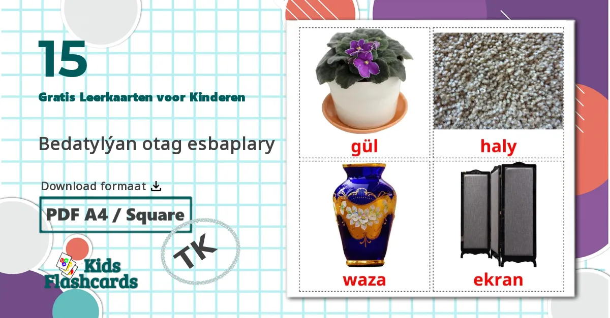 15 Slaapkameraccessoires Leerkaarten voor kinderen