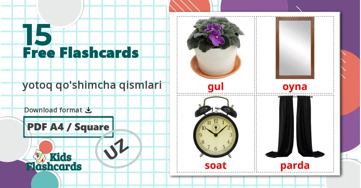 15 Bedroom accessories flashcards