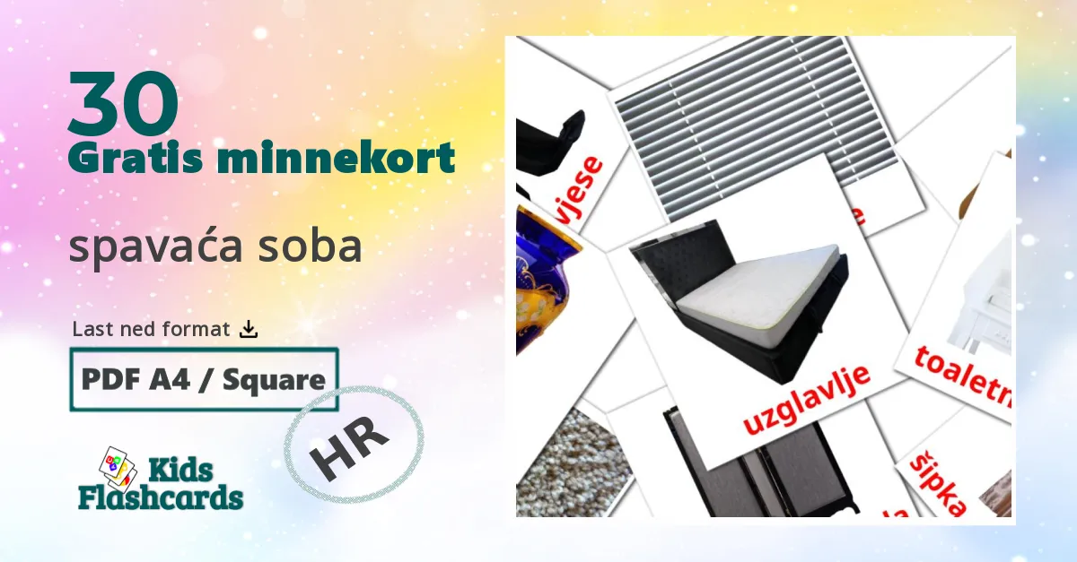 spavaća soba bildekort for barn på kroatisk