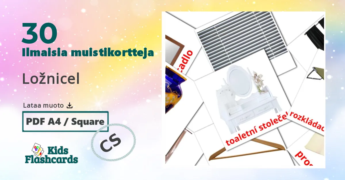 Ložnicel – lasten kuvakortit tšekkiksi sanastoon