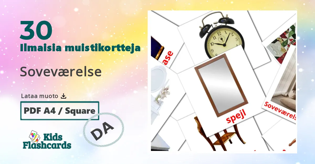Makuuhuone lasten kuvakortit