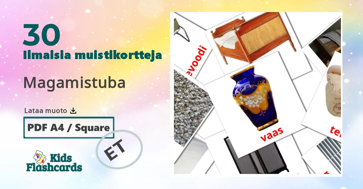 Magamistuba – lasten kuvakortit virolaiseksi sanastoon
