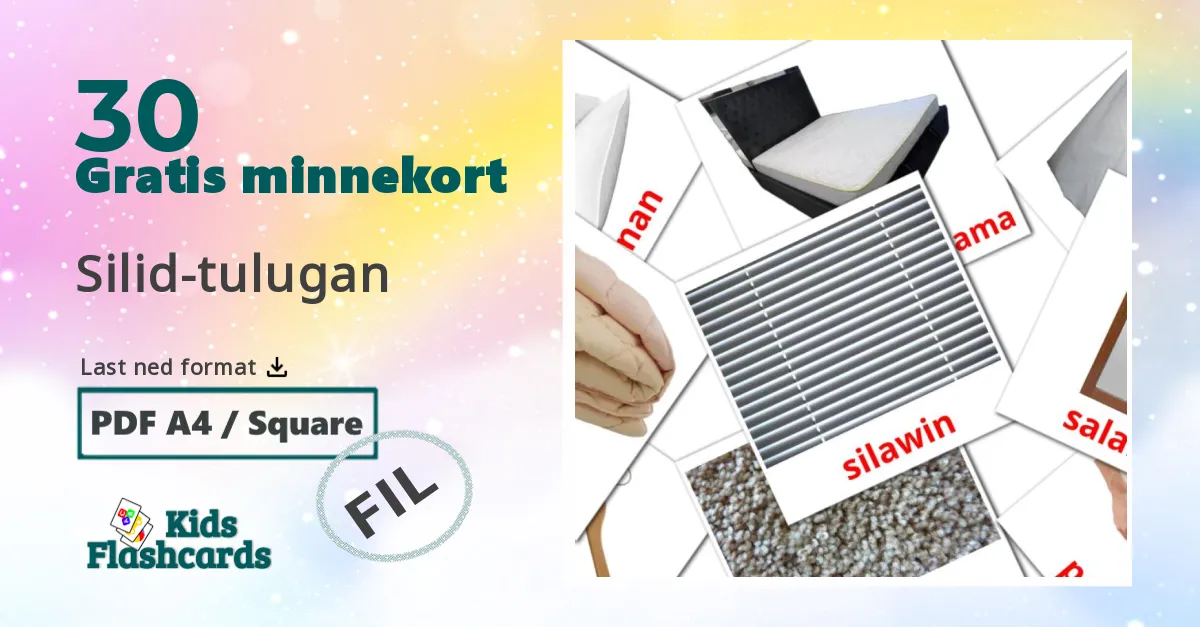 Silid-tulugan bildekort for barn på filipino