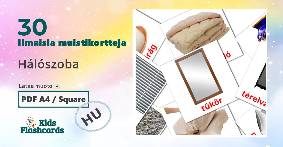 Hálószoba – lasten kuvakortit unkariksi sanastoon