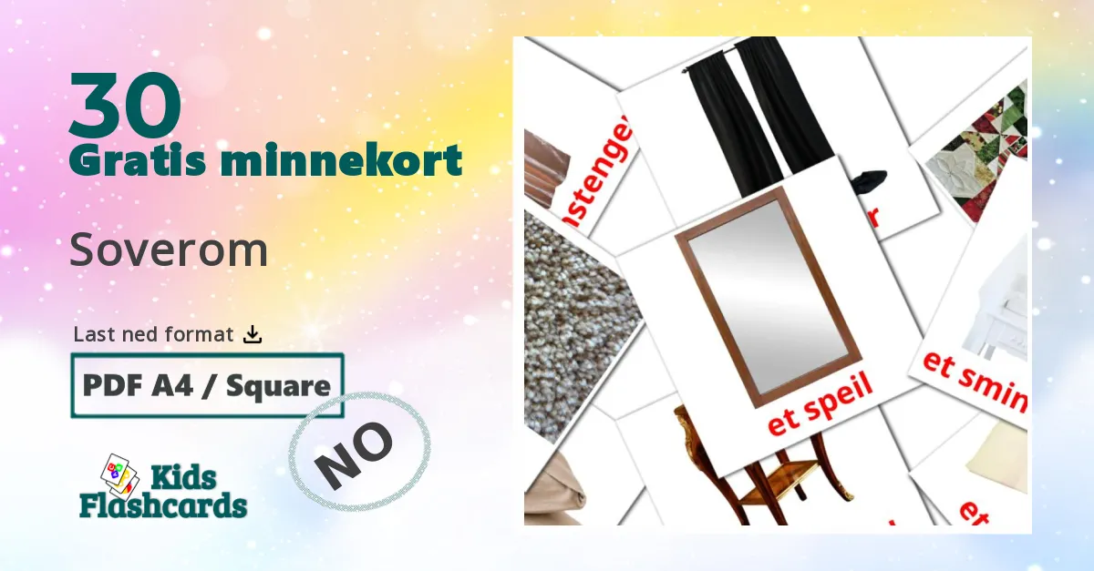 Soverom bildekort for barn på marathi