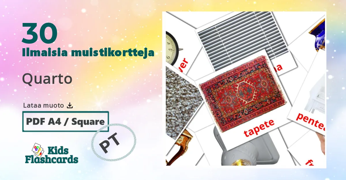Quarto – lasten kuvakortit portugalinksi sanastoon