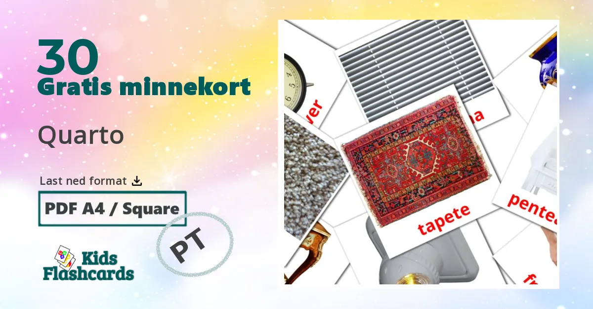 Quarto bildekort for barn på portuguese
