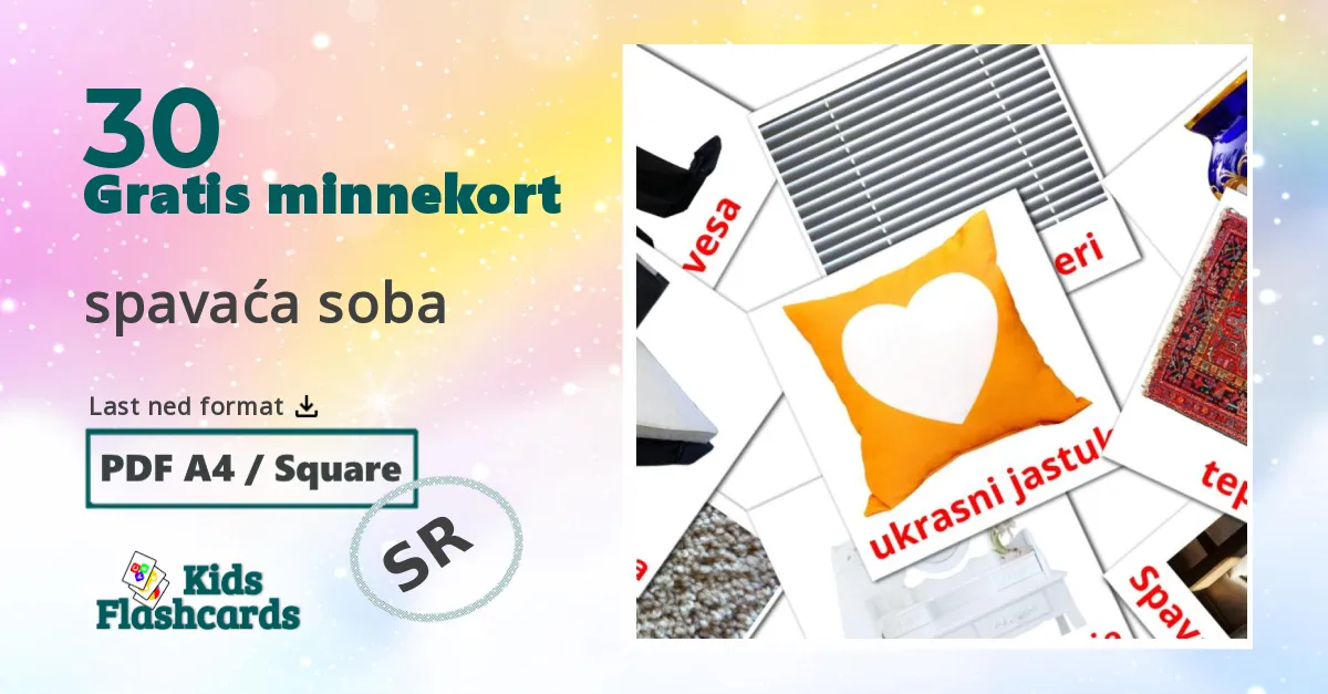spavaća soba bildekort for barn på serbisk