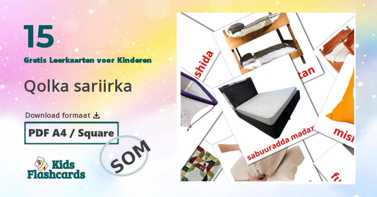 Slaapkamer Leerkaarten voor kinderen