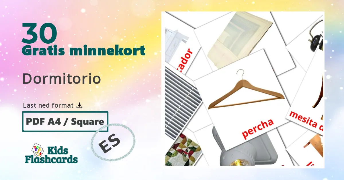 Dormitorio bildekort for barn på spansk