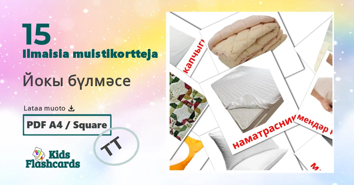 Makuuhuone lasten kuvakortit