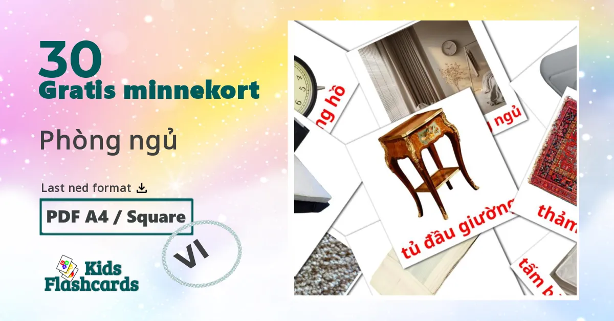 Phòng ngủ bildekort for barn på vietnamesisk