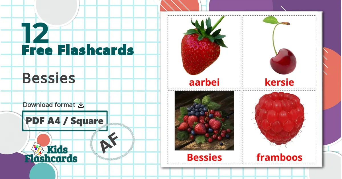 Berries - afrikaans vocabulary cards