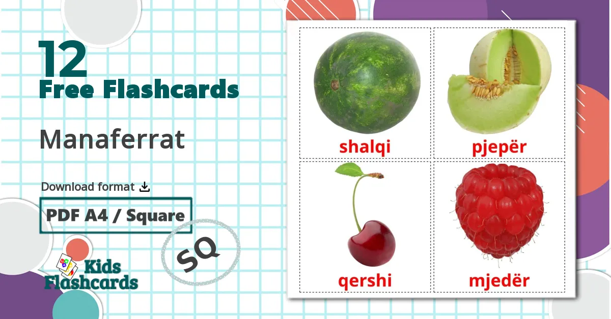 Berries - albanian vocabulary cards