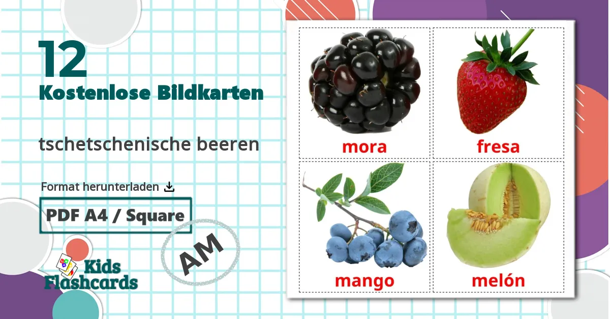 12 Bildkarten für Beerenobst