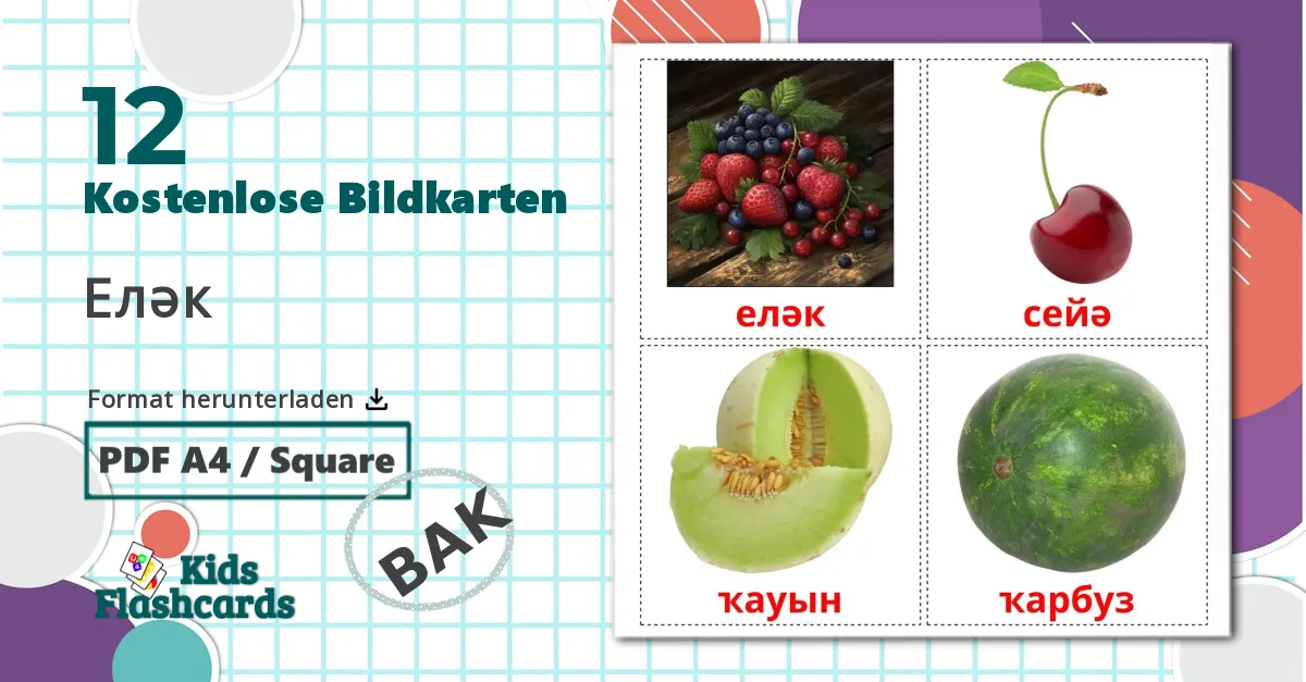 12 Bildkarten für Beerenobst