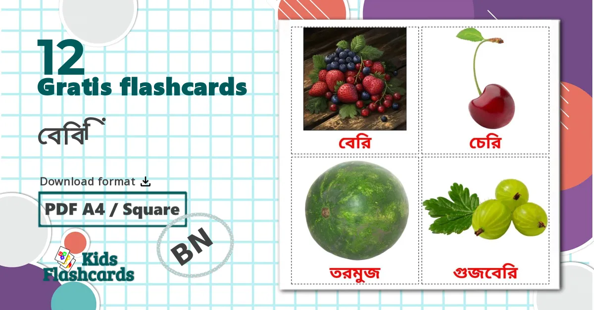12 বেরি billedkort for børn
