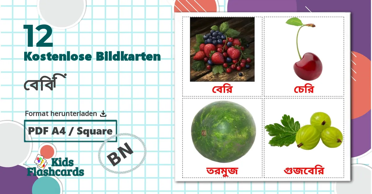 12 Bildkarten für বেরি