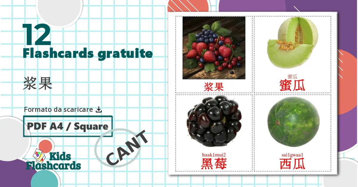 12 flashcards di Frutti di bosco