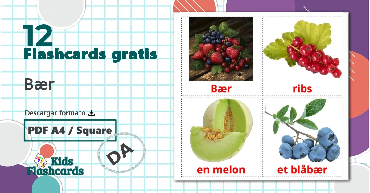 12 tarjetas didacticas de Bær