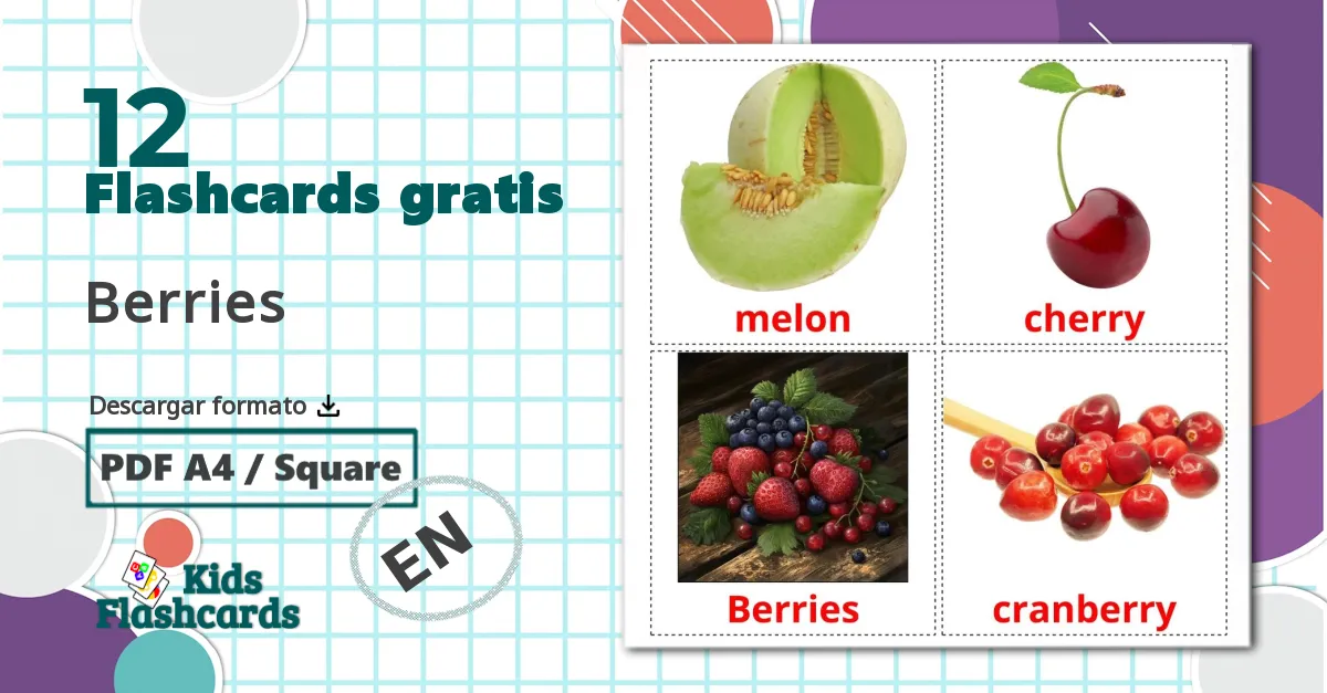 12 tarjetas didacticas de Berries