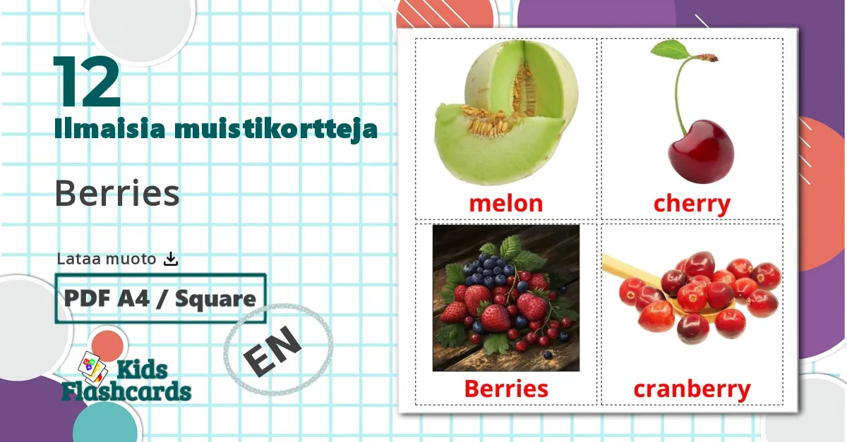 12 Berries lasten kuvakortit