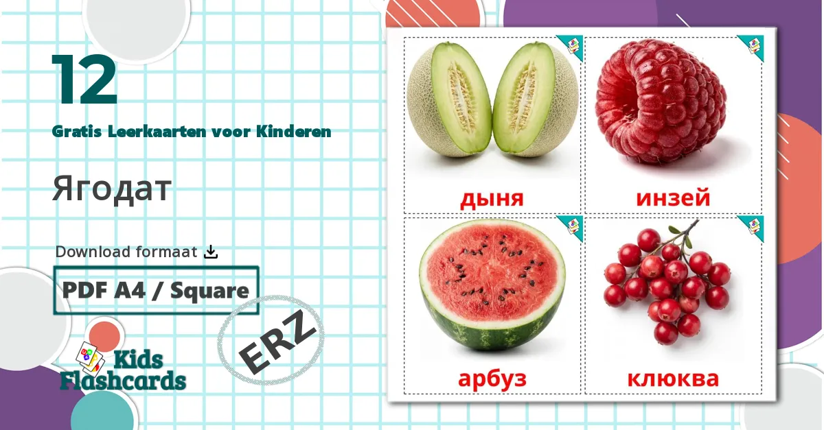 12 Ягодат Leerkaarten voor kinderen