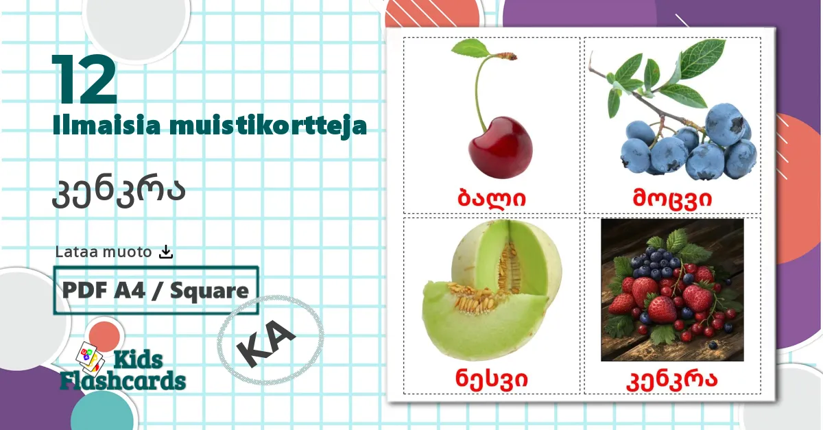 12 კენკრა lasten kuvakortit