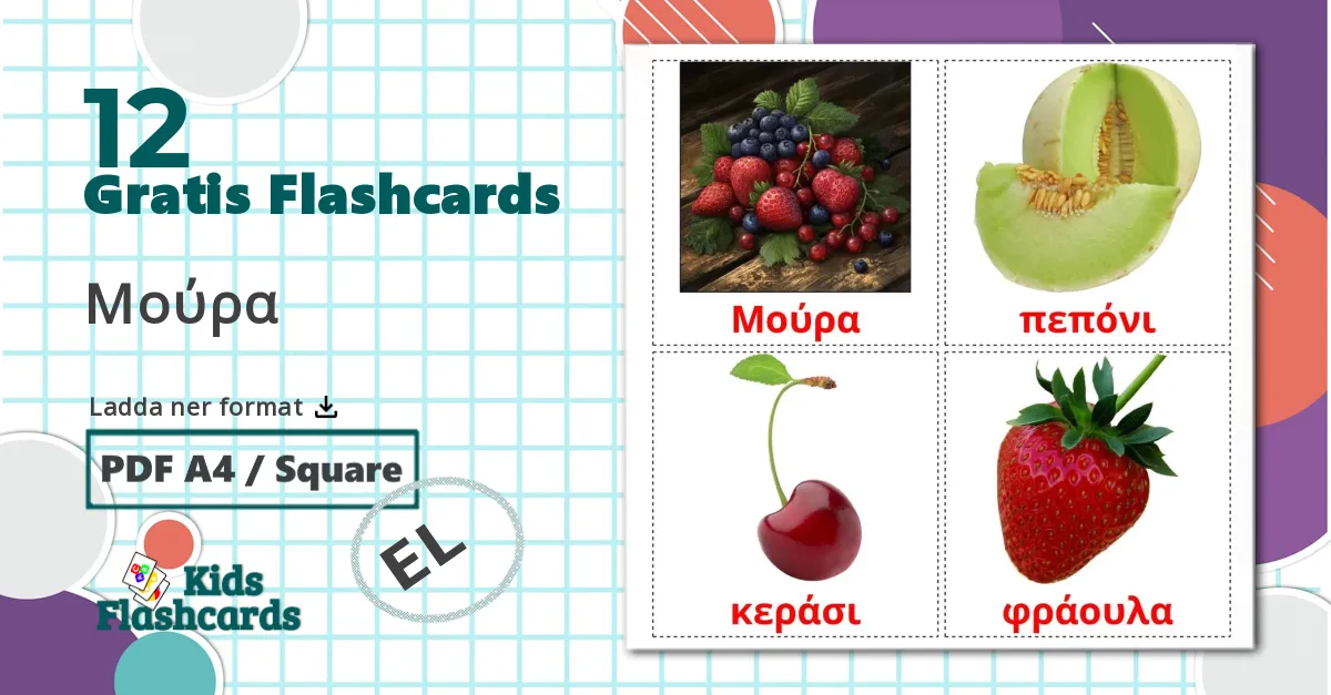 12 Μούρα bildkort för barn