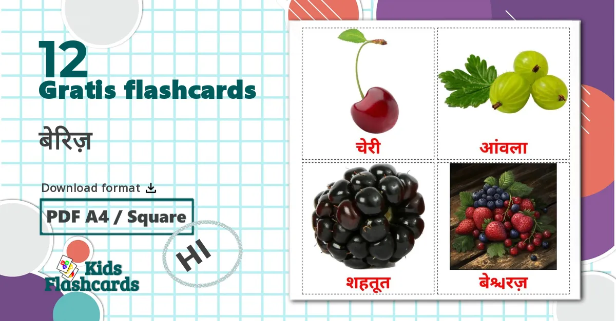 12 बेरिज़  billedkort for børn