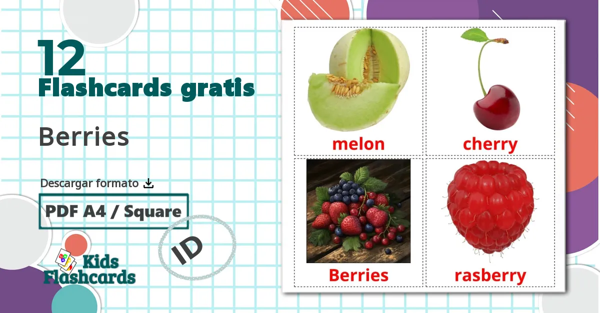 12 tarjetas didacticas de Berries