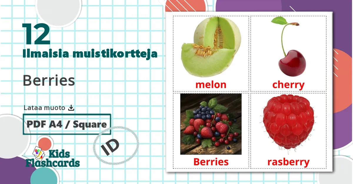 12 Berries lasten kuvakortit