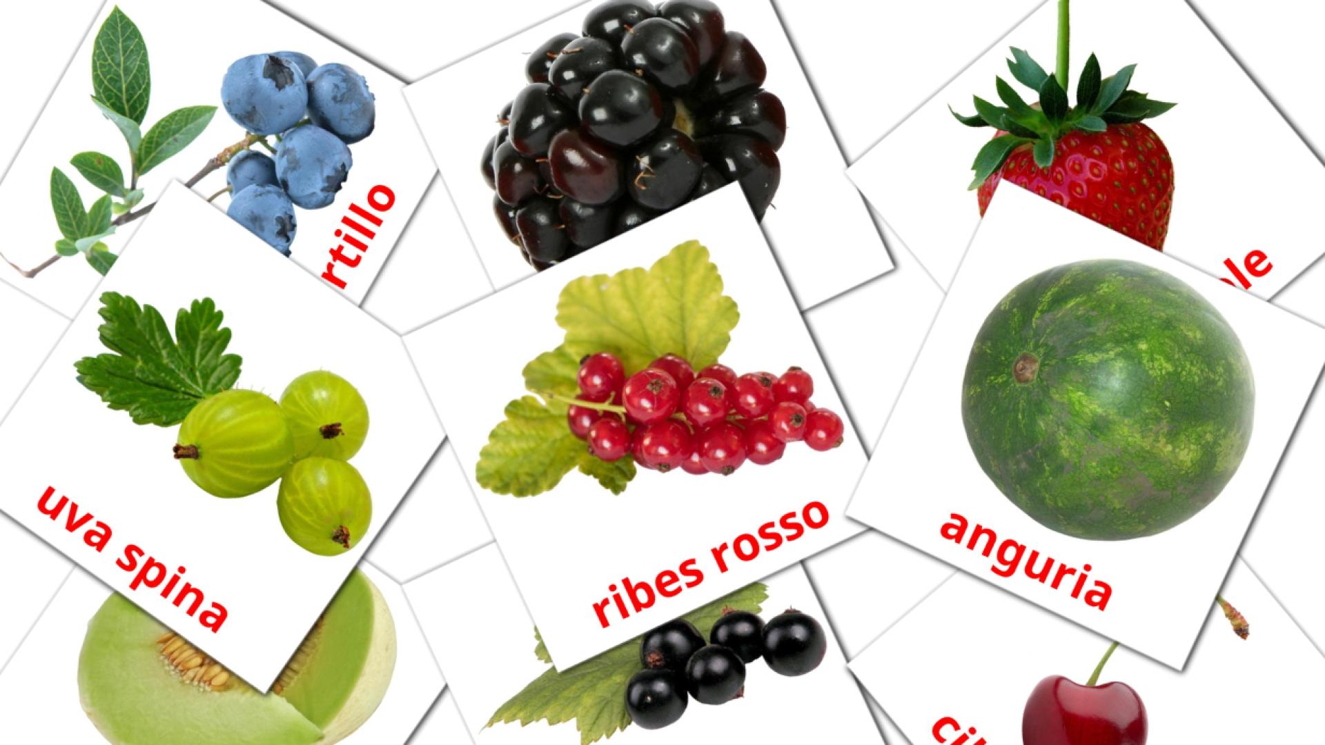 tarjetas didacticas de Frutti di bosco