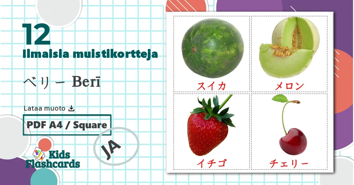 12 ベリー Berī lasten kuvakortit
