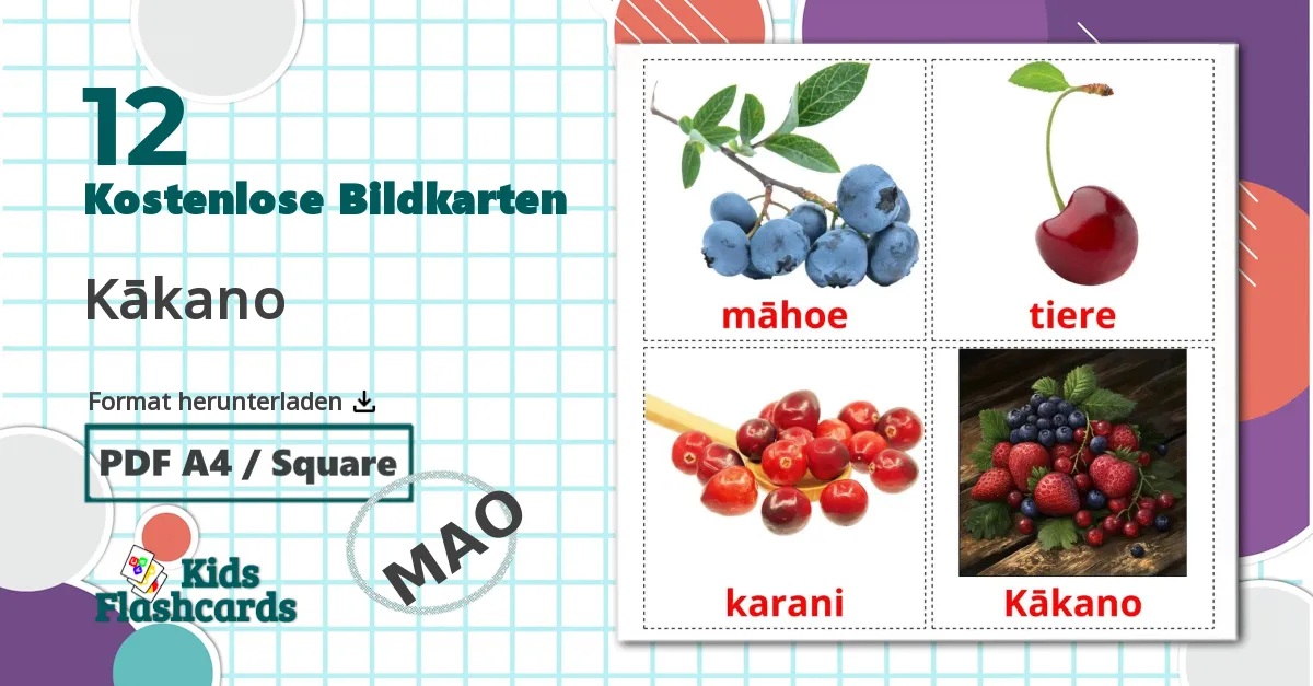 12 Bildkarten für Kākano