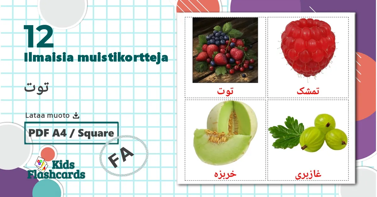 12 توت lasten kuvakortit
