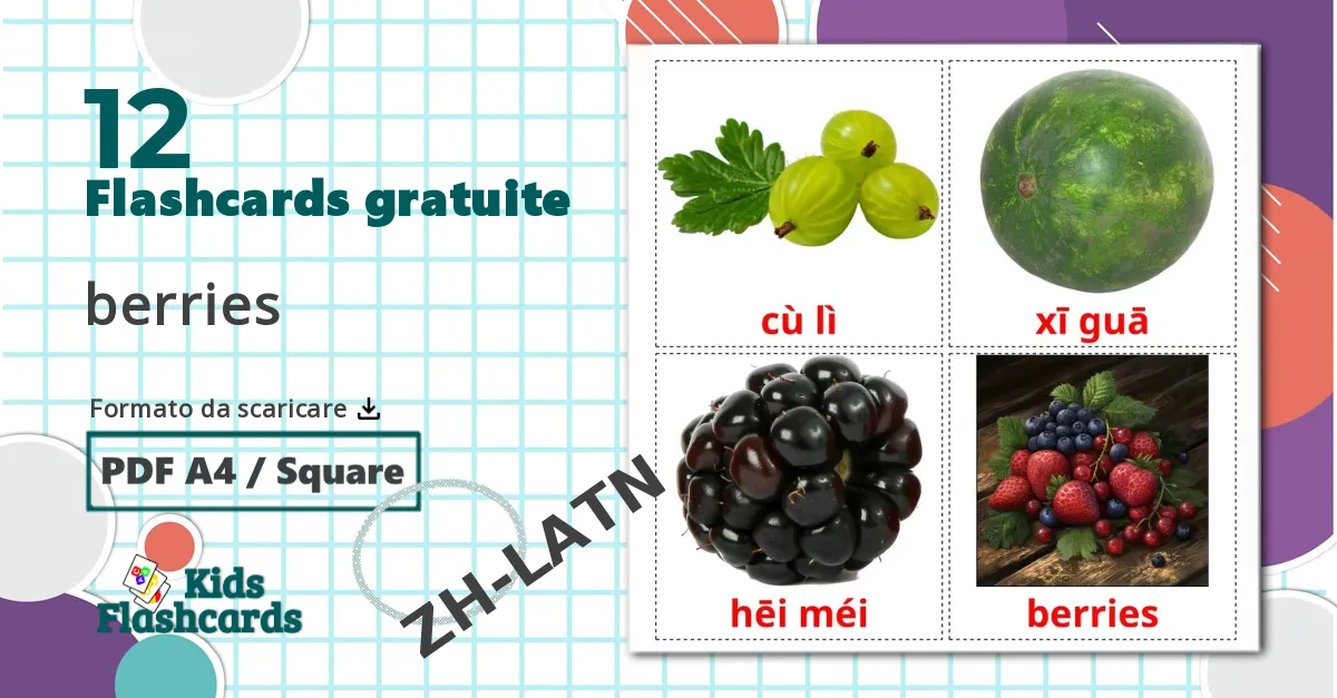12 flashcards di Frutti di bosco