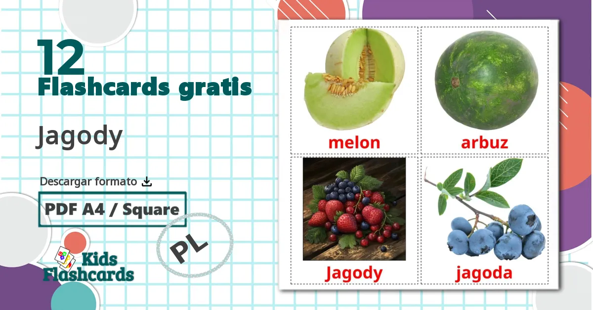 12 tarjetas didacticas de Jagody