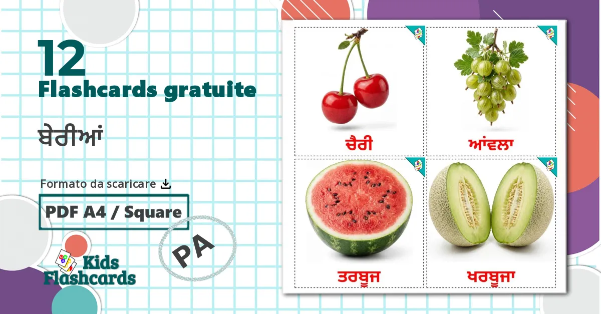 12 flashcards di Frutti di bosco