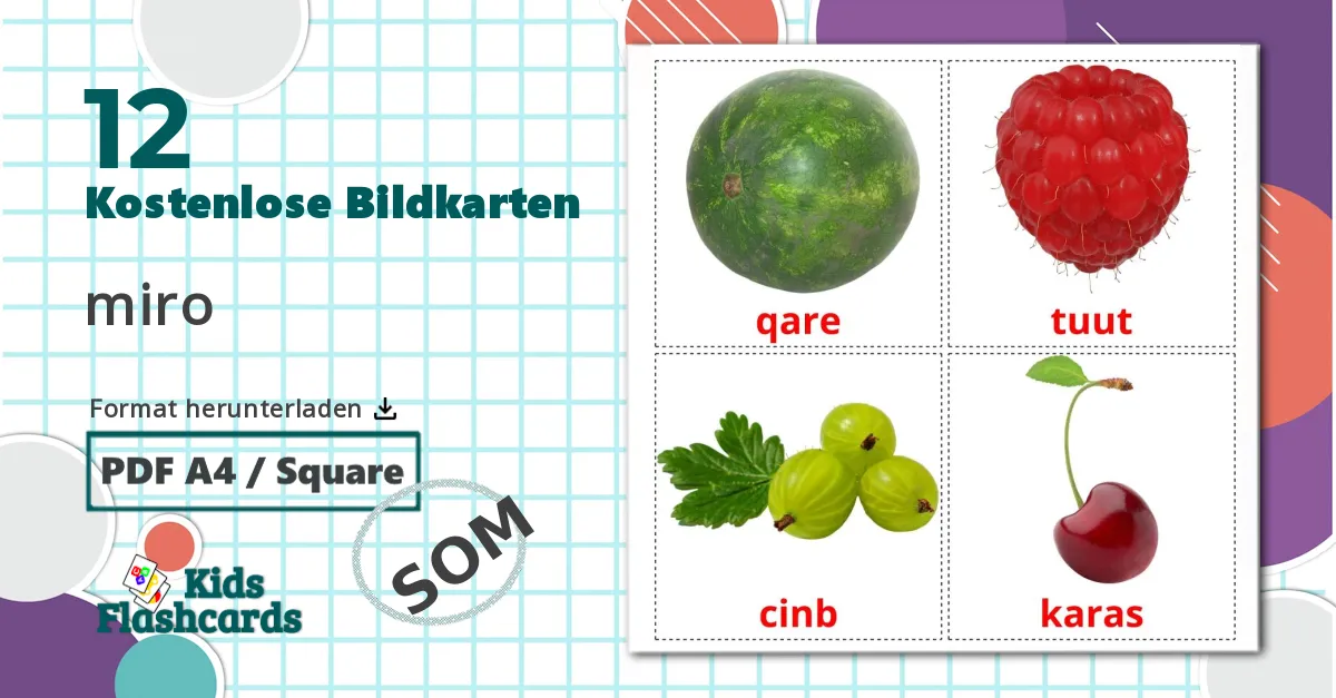 12 Bildkarten für Beerenobst