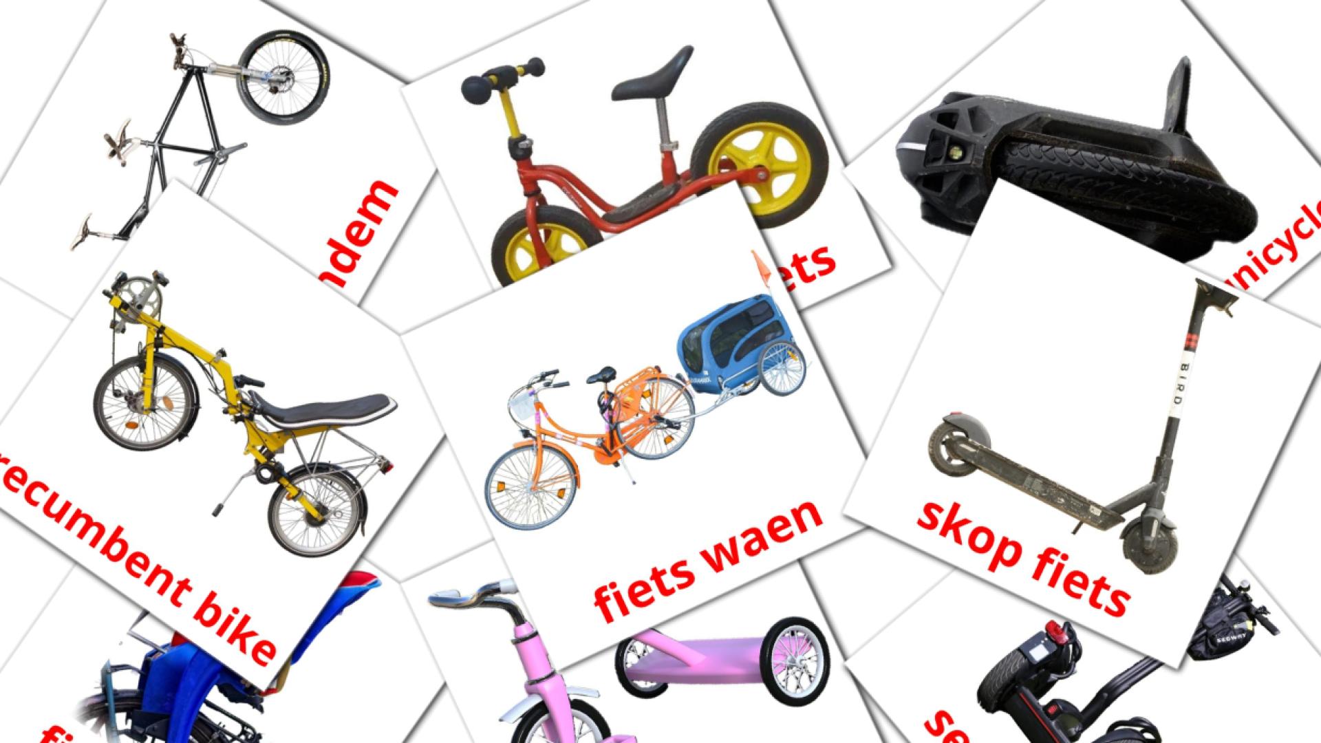 Bicycle transport - afrikaans vocabulary cards